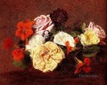 Bouquet Of Roses And Nasturtiums Henri Fantin Latour